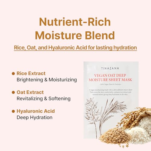 Vegan Deep Moisture Sheet Mask with Rice & Oat Extracts - Hydrating Skin Care