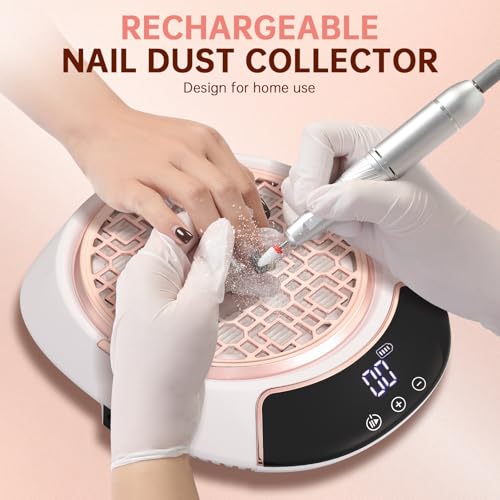 Cordless Nail Dust Collector for Salon & Home - White