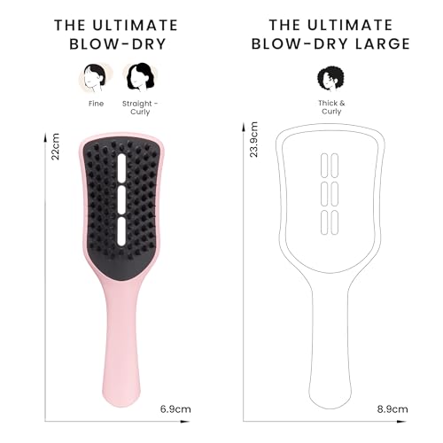 Tangle Teezer Easy Dry & Go Vented Hairbrush for Fine to Medium Wet Hair - Adds Volume, Smoothness & Shine - Blow Dry Hair Brush Cuts Down Time & Damage - Tickled Pink