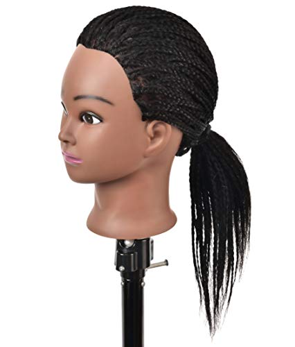 Mannequin Head with Human Hair for Hairdressing Training - Black Straight Hair