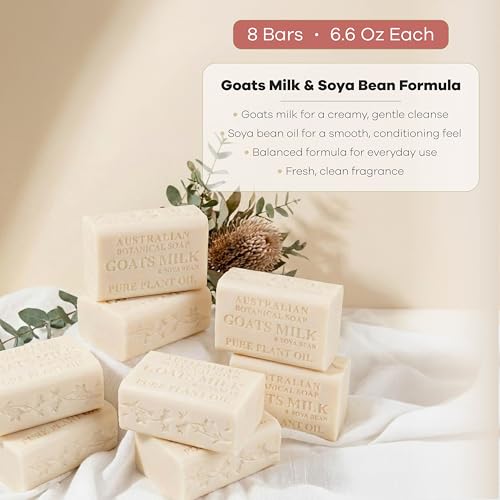 Goat's Milk & Soya Bean Organic Soap Bars - Pack of 8, 6.6 oz, Sensitive Skin