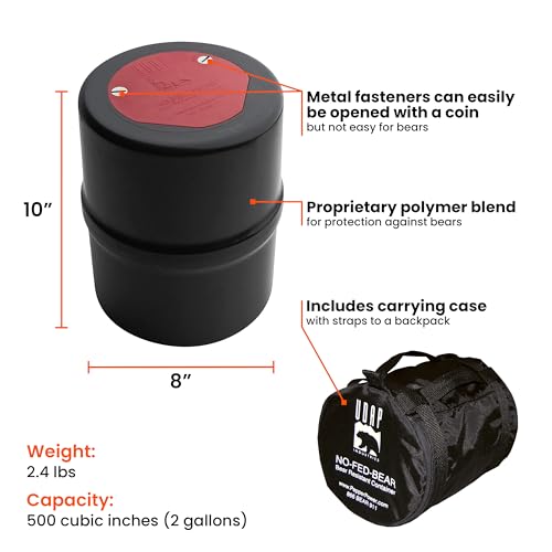2-Gallon Bear-Resistant Food Storage Container with Carrying Case for Camping & Hiking