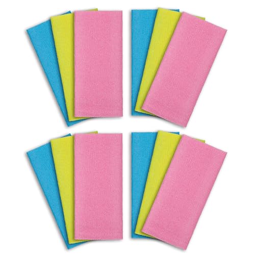 ARCH&M 12-Pack Premium Nylon Exfoliating Towel - 35-Inch Quick-Dry, Hygienic Japanese Washcloth for Body & Back - Durable, Machine Washable, Long-Lasting