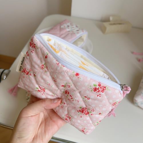 Floral Quilted Cotton Shoulder Bag Set 2-in-1 Tote with Mini Pouch Women¡¯s Lightweight Reusable Daily Handbag A054