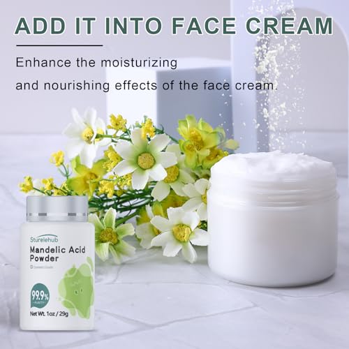 Mandelic Acid Powder, 1OZ 99.9% Purity, Natural, Cosmetic Grade, DIY Mandelic Acid Serum, Mandelic Acid Peel/Mask, Make Your Own Mandelic Acid Cream, Moisturizer