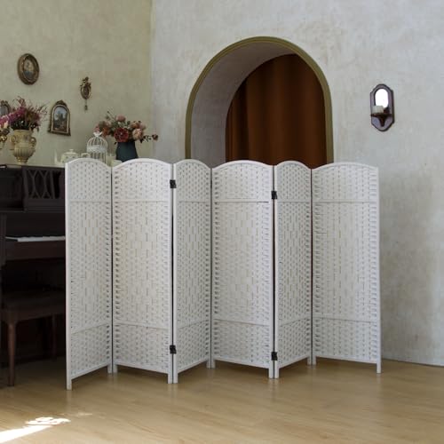 White 6-Panel Short Room Divider - 47.2 Inch Tall Folding Privacy Screen