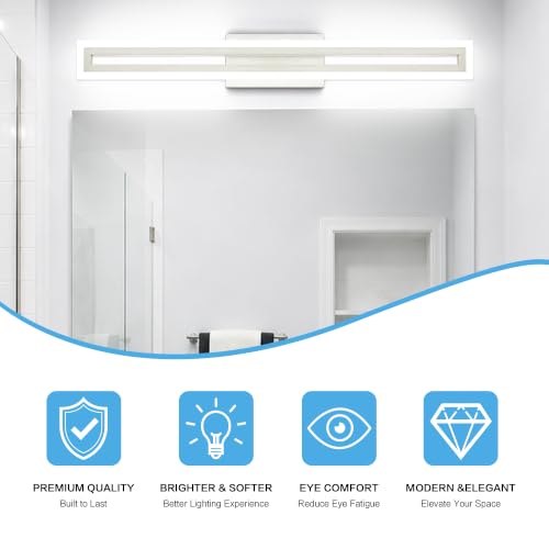 SOLFART Brushed Nickel Bathroom Vanity Light 32in Open Frame 6000K