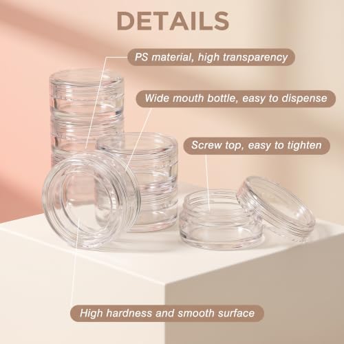 Clear Lip Balm Jars - 200 Count 3 Gram Sample Containers, Refillable & Leak-Proof
