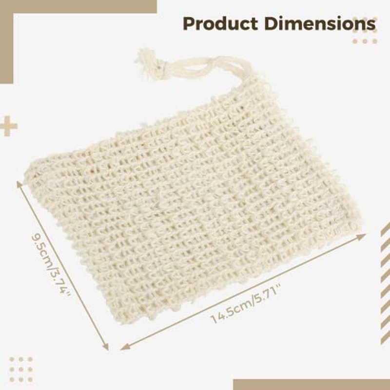 100 Pcs Sisal Soap Saver Bag with Drawstring, Plastic-Free Soap Saver Bags Reusable& Natural Bubble Exfoliating Pouch for Bath & Shower, Zero Waste Mesh Bag for Foaming & Drying Soaps