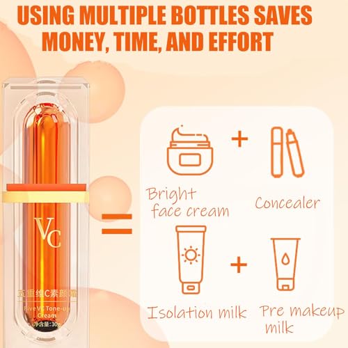 Vitamin C Makeup Tone Up Cream 4-in-1 Face Primer Concealer for All Skin Types - Variation 2