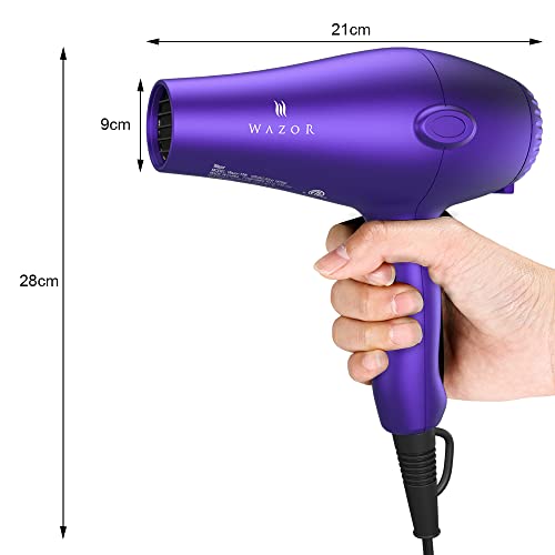 Wazor Ionic Hair Dryer with Diffuser - Purple 3-Piece Styling Set