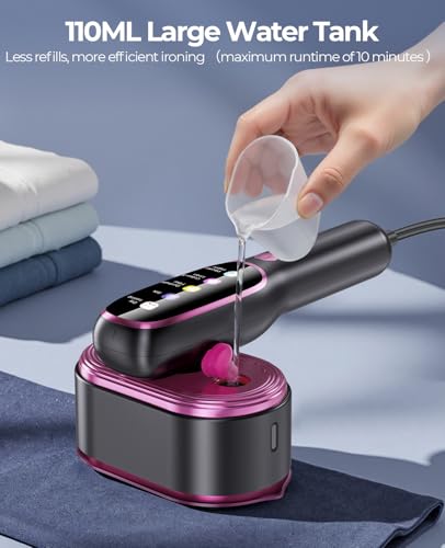 YOZLNFO Glossy Purple & Grey Travel Garment Steamer, Portable Handheld Iron 110V