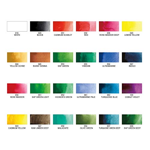 Kuretake GANSAI TAMBI Watercolor Paint Set 24 Colors, Professional-quality art supplies for artists adult painting aketching, Non-Toxic, Made in Japan