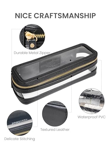 Small Waterproof Toiletry Organizer Train Case Black - Transparent Makeup Bag