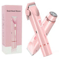 2 in 1 Bikini Trimmer for Women Dual Head Shaver Electric Razors Lady Pubic Hair, Ipx7 Waterproof Bikini Underarm Arm Leg Face Body Pink