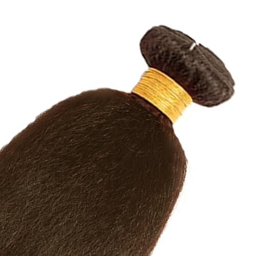 Brazilian Human Hair Extensions - 20 22 24 Inch #4 Brown Yaki Straight Bundles - Virgin Remy Hair