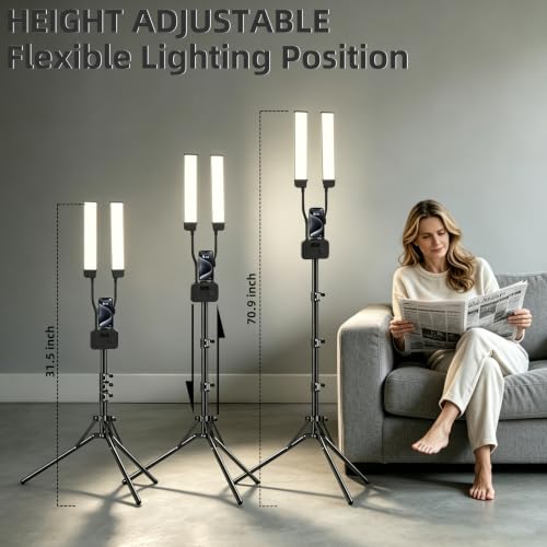 Dual Arm Tattoo & Lash Light with Tripod & Phone Holder - 45W Studio Lighting