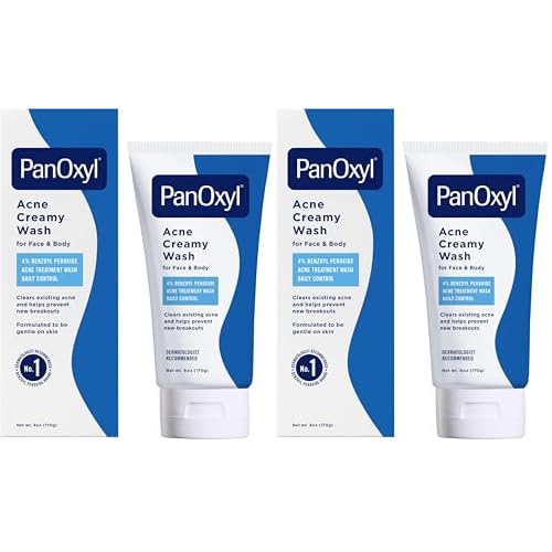 PanOxyl Antimicrobial Hydrating Acne Creamy Wash, 4% Benzoyl Peroxide, 6 Ounce (Pack of 2)
