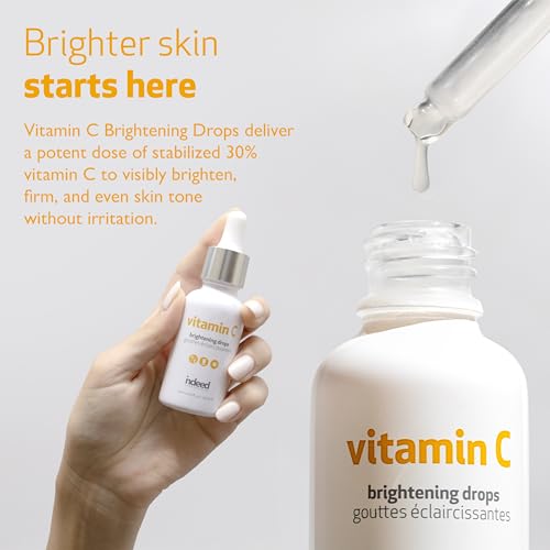 Indeed Labs Vitamin C Brightening Drops | Lightweight Vitamin C Facial Serum | Encapsulated Ascorbic Acid for 15x Absorption | with Moisturizing Tamarind Seed Extract & Biosaccharide Gum-1, (1 Fl Oz)