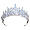 Floral Light Blue Crystal Crown Headband for Sweet 16 & Quinceanera Women