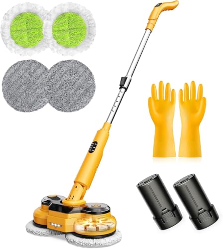 Electric Spin Mop M2 - 5000mAh Battery, 110-Minute Runtime, 800RPM Cordless Floor Cleaner - Yellow, 44.09-Inch Handle