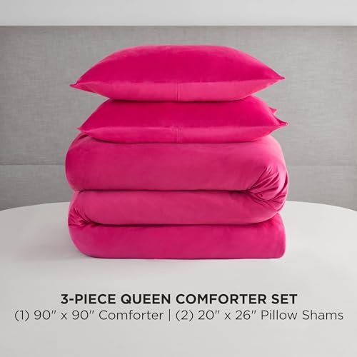 Pink Velour Comforter Set - Full/Queen Luxury Bedding Without Throw Pillows