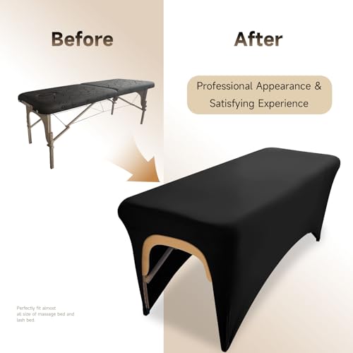 Elastic Lash Bed Cover Black Massage Table Cover Made of 90% Polyester and 10% Spandex, Spa Sheet Set for Lash Extension Bed or Massage Table£¨2PCS£©