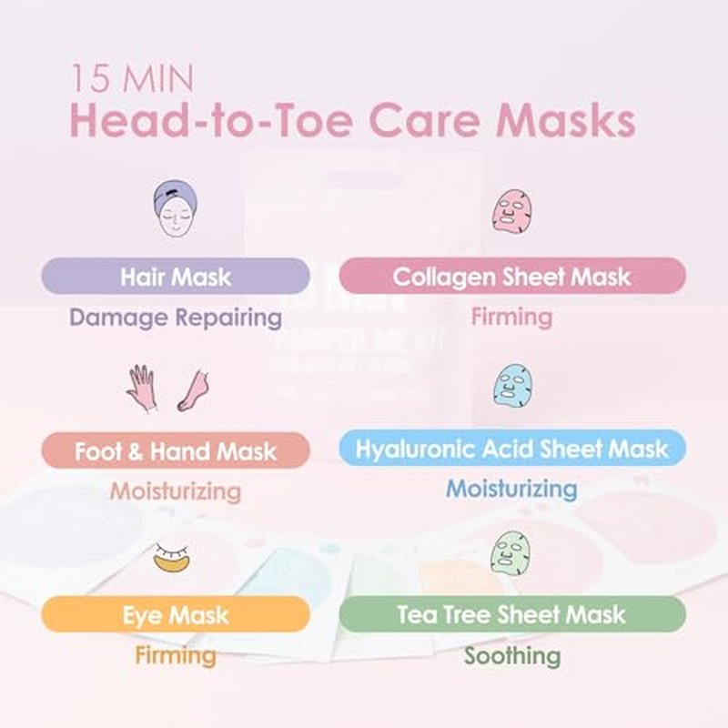 15 Min Pamper Me Kit and Total Care Balm Dual Pack: Korean Face Mask Essentials and Moisturizing Lip Balm Gift Set for Women