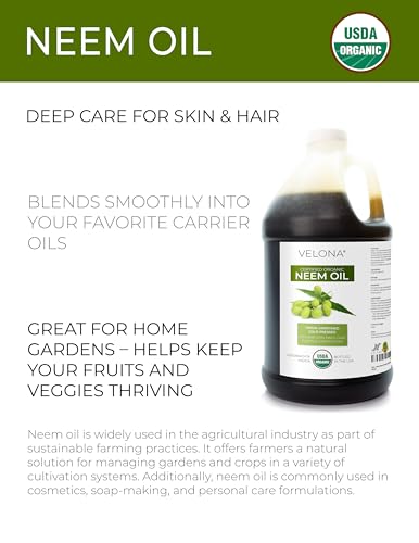 Velona USDA Organic Neem Oil - 64oz Cold Pressed Virgin Unrefined Organic Neem Oil