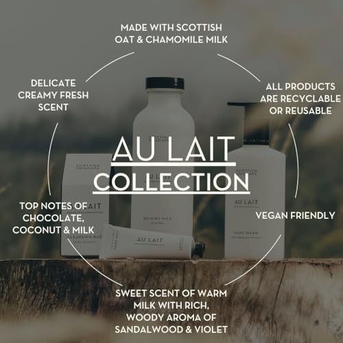 Scottish Fine Soaps Au Lait Hand and Body Lotion, Vegan Friendly, Chocolate and Coconut Milk Scent, Made with Oat and Chamomile, 300ml