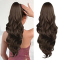 26 Inch Medium Brown Drawstring Ponytail Extension for Women Long Wavy Layered Hair