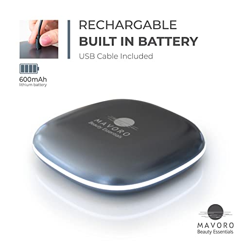 Mavoro LED Lighted Travel Makeup Mirror | 1x/10x Magnification | Rechargeable USB-C | Pocket & Purse Portable Lighted Travel Makeup Compact Mirror, Touch Sensor (Graphite Grey)