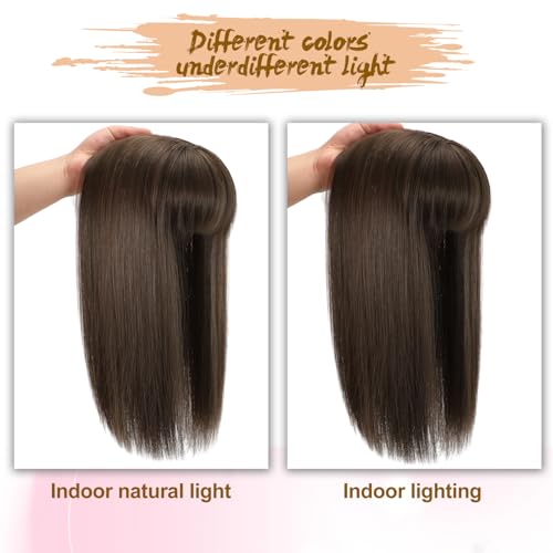 Sakuraaa Brown 14-Inch Wavy Hair Topper for Thinning Hair Women