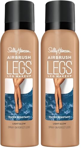 Sally Hansen Airbrush Legs Spray-On Makeup Light Glow 4.4 Fl Oz Pack of 2 - Flawless, Water & Transfer Resistant