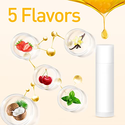DMSKY 50 Pack Lip Balm Unlabeled, Natural Lip Balms Bulk Blank Tube, Lip Balm for Party Favors and Gift Basket Filling, Wedding or Baby Shower-5 Flavors