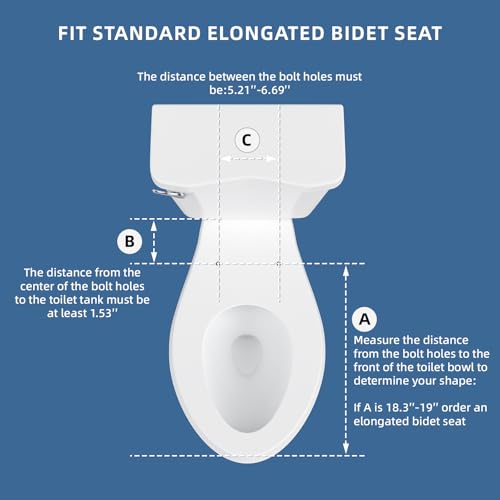 Elongated Bidet Toilet Seat with Soft Close, Button & Knob Control, White, Black Buttons Variation