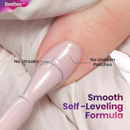 Beetles Pro Nude Gel Polish - Go With It, HEMA FREE & TPO FREE, 15ml Milky Nude Color Gel Polish, Professional Nail Tech Formula, High Pigment Soak Off UV LED Long Lasting for Salon & Home Use