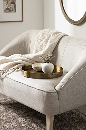 Gold 17-Inch Round Decorative Metal Tray with Hammered Surface - Modern Glam