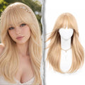 Creamy Platinum Blonde Wig 22" Long Layered Style with Bangs - High Volume & Realistic Hairline