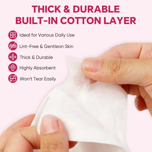 Extra Large Cotton Pads 360 Count - Soft & Absorbent Disposable Wipes 4.7 x 5.9 Inches - Dry & Wet Use