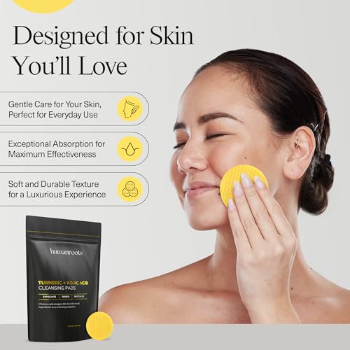 Turmeric Kojic Acid Cleansing Pads with Vitamin C - Exfoliating Face Pads for All Skin Types (30 Pads)