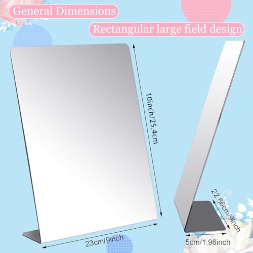 Freestanding Countertop Mirror Set - 9 x 10 Inch Acrylic Modern Minimalist Design - 2 Pack