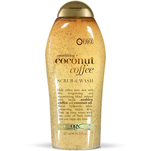 OGX Extra Creamy + Coconut Miracle Oil Ultra Moisture Body Wash, 19.5 Fl Oz Coffee Scrub and Wash, Coconut 19.5 Fl Oz