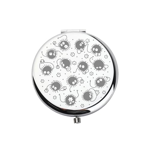 WUSUANED Cute Soot Sprite Makeup Mirror Anime Inspired Gift Cartoon Movie Lover Gift Soot Sprite Gift Dust Elf Gift (Cute Soot Sprite Mirror S)