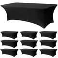 Black 8FT Spandex Tablecloth 10 Pack - Wrinkle-Resistant Fitted Cover for Banquet & Event Tables (96x30 Inches) Variation of THIS listing