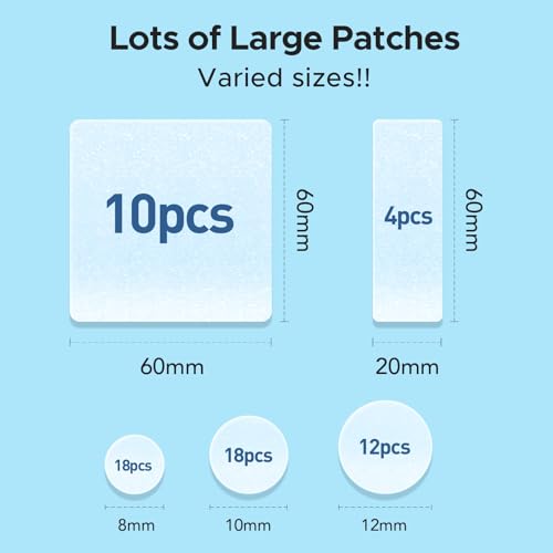 TKTK Large Pimple Patches, 60 mm XL Acne Patches, Big Hydrocolloid Bandages for Body, Face, Forehead, Chin, Neck Zit Breakouts, Hydrocolloid Patch (Square, Strip, Dot 5 Sizes 62 Count) (Pack of 2)