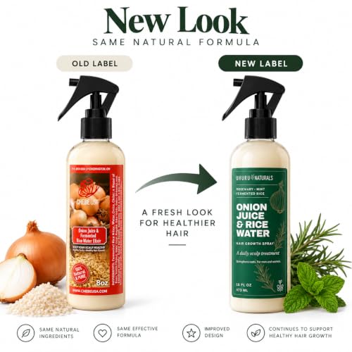 Hair Growth Spray with Onion, Rice Water, Rosemary & Mint for Thicker Hair