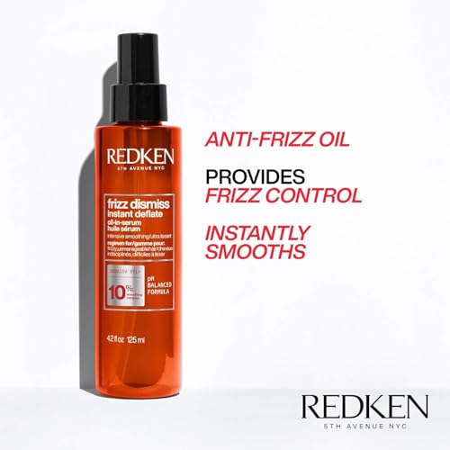 Redken Frizz Dismiss Instant Deflate Oil-In-Serum 4.2 Fl Oz - Sulfate-Free Anti-Frizz Hair Oil