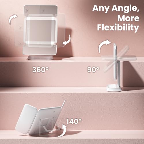 Pearly White Makeup Mirror with Lights and 7X/5X/1X Magnification - Detachable, Portable Vanity Mirror