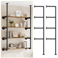 Industrial Pipe Shelf Wall Mount 4-Tier Open Bookshelf 2-Pack